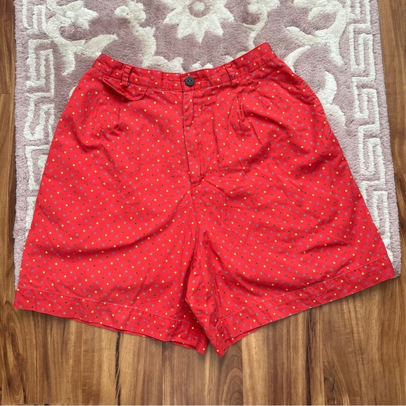 SOLD Liz sport vintage red shorts polka dots 25” waist hi rise wide leg - Picture 2 of 7